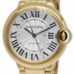 Cartier Ballon Bleu 36mm 18k Yellow Gold Silver Dial Auto Watch WGBB0011  3002