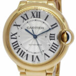 Cartier Ballon Bleu 36mm 18k Yellow Gold Silver Dial Auto Watch WGBB0011  3002