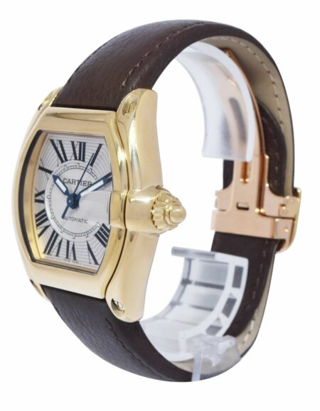 Cartier Roadster Date 18k Yellow Gold Mens Automatic Watch On Strap B/P 2524