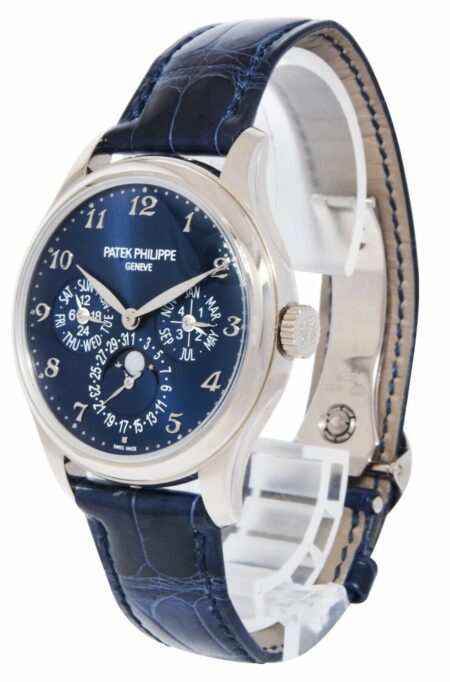 Patek Philippe Perpetual Calendar White Gold Blue Dial Mens 39mm Watch B/P 5327g