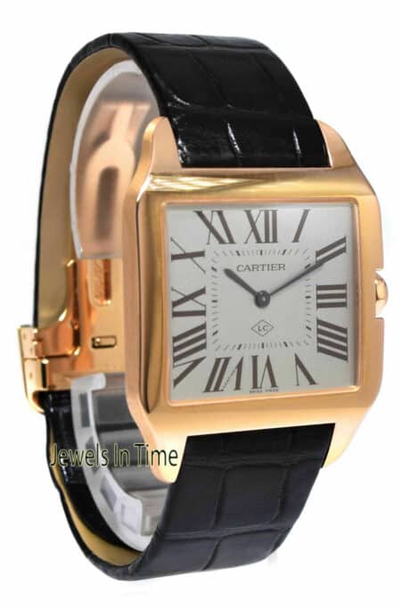 Cartier Santos Dumont 18k RG Silver Roman Dial Mens Watch 35mm Box/Papers 2650