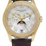 Patek Philippe Annual Calendar 18k Yellow Gold MOP Diamond 37mm Watch + 4936J