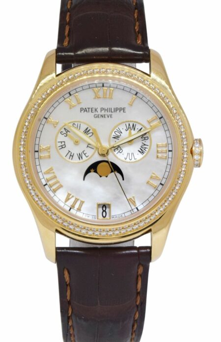 Patek Philippe Annual Calendar 18k Yellow Gold MOP Diamond 37mm Watch + 4936J