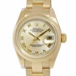 Rolex Datejust 18k Yellow Gold Champagne Dial Ladies 26mm Watch B/P Y 179168