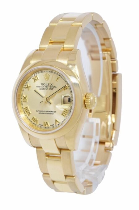 Rolex Datejust 18k Yellow Gold Champagne Dial Ladies 26mm Watch B/P Y 179168