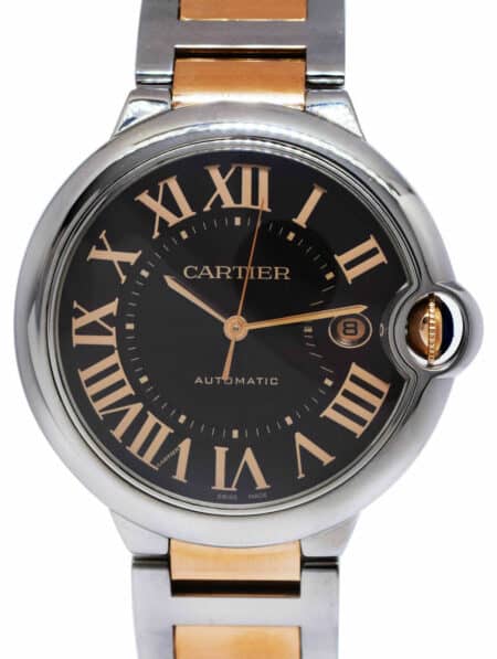 Cartier Ballon Bleu 42mm 18k RG/Steel Chocolate Dial Mens Automatic Watch 3001