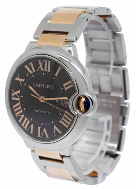 Cartier Ballon Bleu 42mm 18k RG/Steel Chocolate Dial Mens Automatic Watch 3001