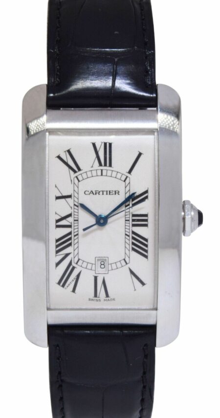 Cartier Tank Americaine Large 18k White Gold Mens Automatic Watch W2603256 1741