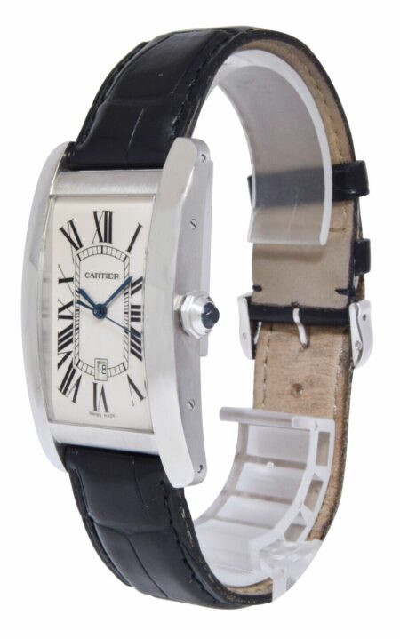 Cartier Tank Americaine Large 18k White Gold Mens Automatic Watch W2603256 1741