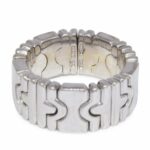 Bvlgari Parentesi 18k White Gold Band Ring Size 4.75 Open Design