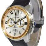 Cartier Calibre Chronograph Steel 
18k Rose Gold 42mm Watch B/P W7100043 3578