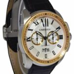 Cartier Calibre Chronograph Steel 
18k Rose Gold 42mm Watch B/P W7100043 3578