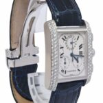 Cartier Tank Francaise Chronoflex Chronograph 18k White Gold Diamond Watch 2367