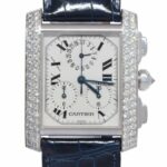 Cartier Tank Francaise Chronoflex Chronograph 18k White Gold Diamond Watch 2367