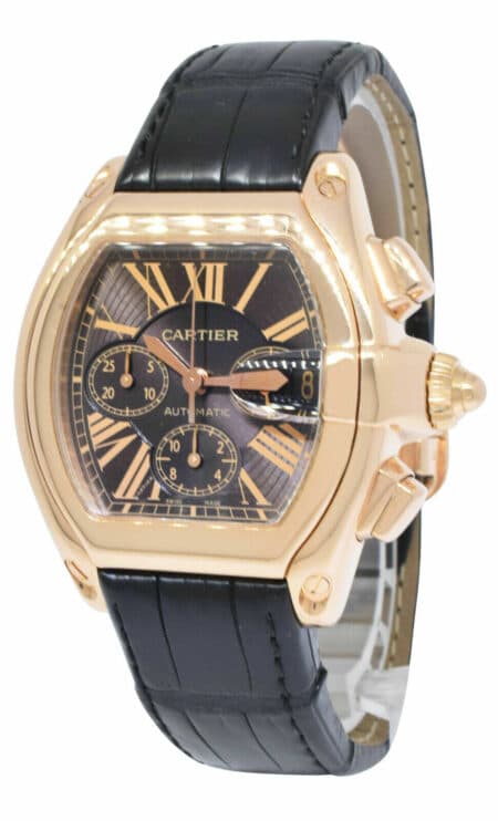 Cartier Roadster XL Chronograph 18k Rose Gold Brown Dial Men Watch W62042Y5 2848