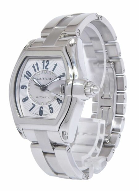 Cartier Roadster Stainless Steel Silver Arabic Dial Mens Automatic Watch 2510