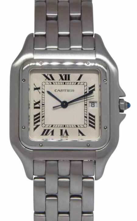 Cartier Panthere Jumbo Stainless Steel Silver Roman Dial Quartz Watch 1300