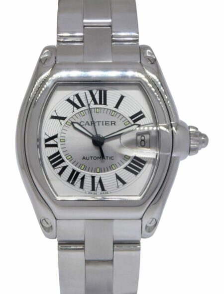 Cartier Roadster Stainless Steel Silver Roman Dial Mens Automatic Watch 2510