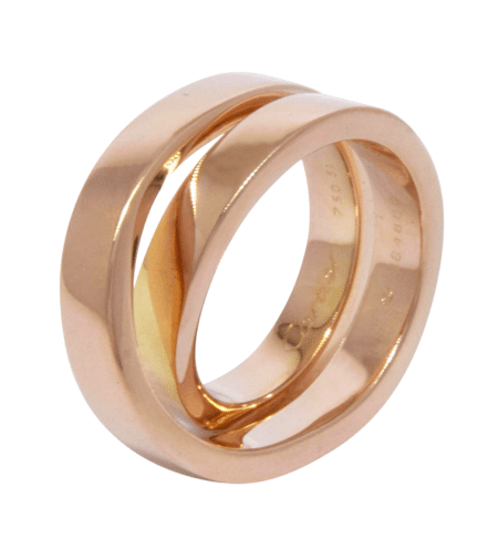 Cartier Nouvelle Vague 18k Rose Gold Crossover Band Ring Size 51