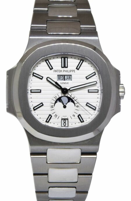 Patek Philippe Nautilus Steel Annual Calendar White Dial Watch B/P '17 5726/1A