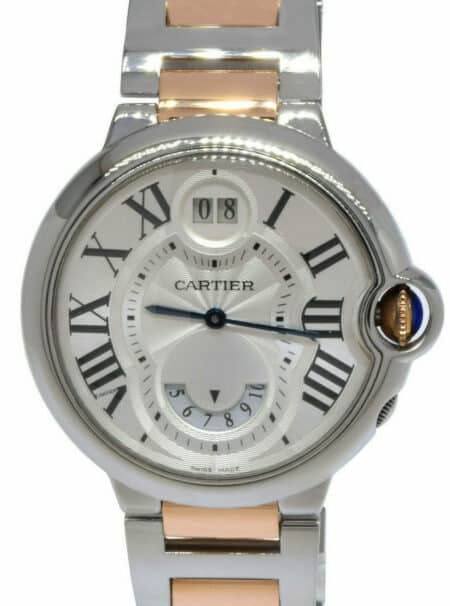 Cartier Ballon Bleu 38.5mm 18k Rose Gold 
Steel GMT Date Mens Quartz Watch 3194