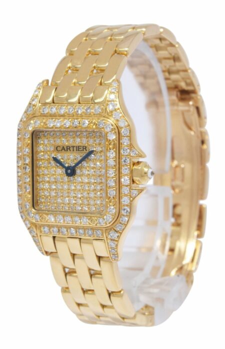 Cartier Panthere Small 18k Yellow Gold Diamond Dial/Bezel Ladies Quartz Watch