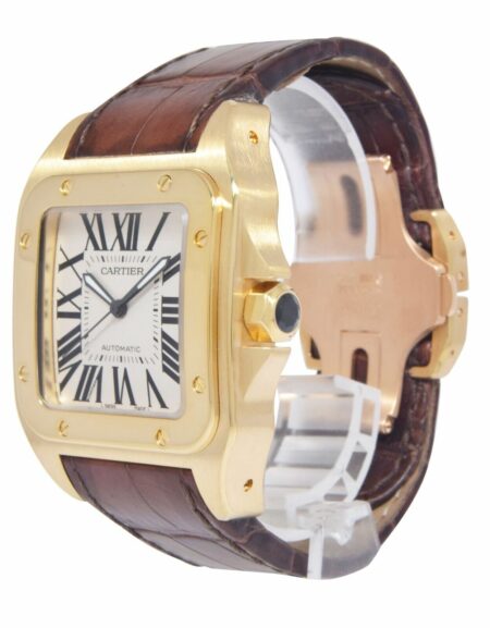 Cartier Santos 100 XL 18k Yellow Gold Mens Automatic Watch W20071Y1 2657