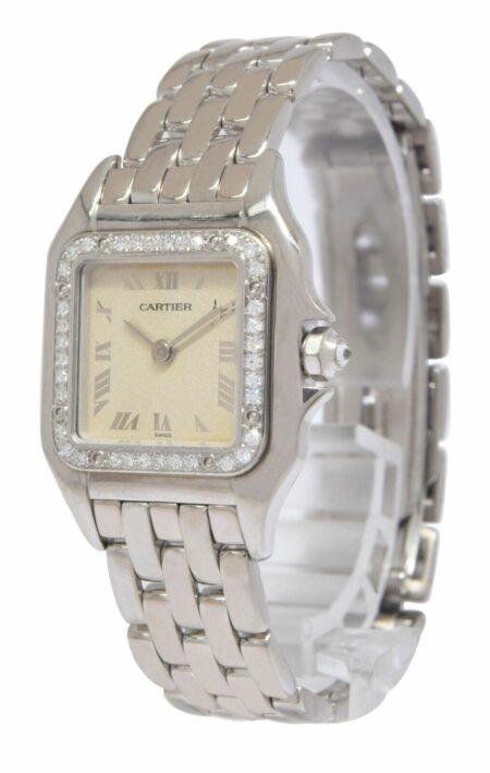 Cartier Panthere Small 18k White Gold Diamond Ladies 22mm Quartz Watch 1660