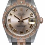 Rolex Datejust 18k Rose Gold/Steel Diamond Bezel Pink 31mm Watch +Card 178341