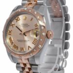 Rolex Datejust 18k Rose Gold/Steel Diamond Bezel Pink 31mm Watch +Card 178341