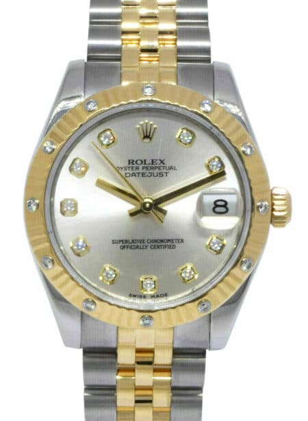 Rolex Datejust 18k Yellow Gold/Steel 
Diamond Silver Dial 31mm Watch G 178313