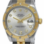 Rolex Datejust 18k Yellow Gold/Steel 
Diamond Silver Dial 31mm Watch G 178313