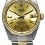 Rolex Datejust 14k Yellow Gold/Steel Champagne Dial Rivet Ladies 31mm Watch 6827