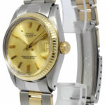 Rolex Datejust 14k Yellow Gold/Steel Champagne Dial Rivet Ladies 31mm Watch 6827