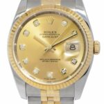 Rolex Datejust 18k Yellow Gold/Steel Champagne Diamond Dial 36mm Watch Z 116233