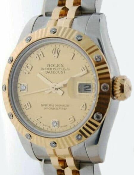 Rolex Datejust 18k Yellow Gold/Steel Diamond Ladies Watch Box/Papers 179313