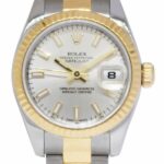 Rolex Datejust 18k Yellow Gold/Steel Silver Dial 26mm Watch +Papers Z 179173