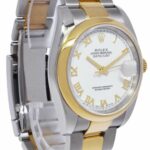 Rolex Datejust 18k Yellow Gold/Steel White Roman Dial Mens 36mm Watch Z 116203