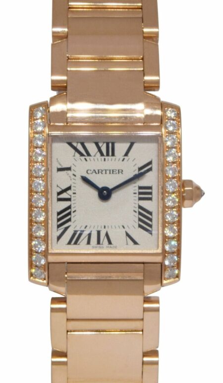 Cartier Tank Francaise Small 18k Rose Gold Diamond Watch B/P WJTA0022 4204