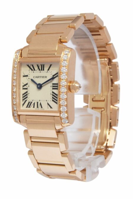 Cartier Tank Francaise Small 18k Rose Gold Diamond Watch B/P WJTA0022 4204