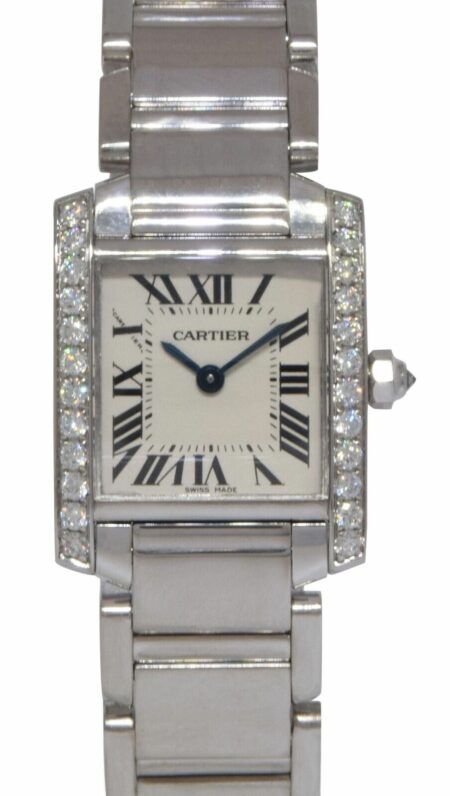 Cartier Tank Francaise Small 18k White Gold Diamond Ladies Watch WE1002S3 2403