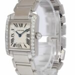 Cartier Tank Francaise Small 18k White Gold Diamond Ladies Watch WE1002S3 2403