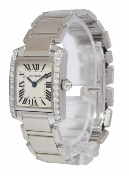 Cartier Tank Francaise Small 18k White Gold Diamond Ladies Watch WE1002S3 2403