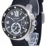 Cartier Calibre Diver Steel Black Mens 42mm Watch W7100056 3729