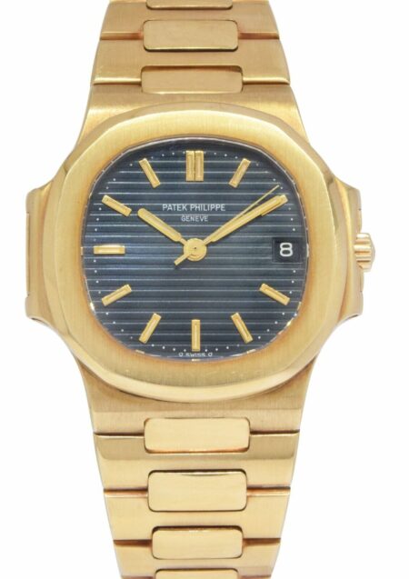 Patek Philippe Nautilus 18k Yellow Gold Blue Dial Mens 37.5mm Watch B/P 3800/001