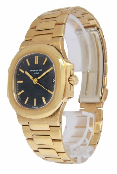 Patek Philippe Nautilus 18k Yellow Gold Blue Dial Mens 37.5mm Watch B/P 3800/001