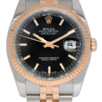 Rolex Datejust 18k Rose Gold/Steel Black Index Dial 36mm Jubilee Watch V 116231