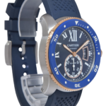 Cartier Calibre Diver Steel 
18k Rose Gold Bezel Blue 42mm Watch W2CA0008 3729