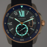 Cartier Calibre Diver Steel 
18k Rose Gold Bezel Blue 42mm Watch W2CA0008 3729