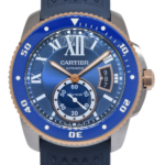 Cartier Calibre Diver Steel 
18k Rose Gold Bezel Blue 42mm Watch W2CA0008 3729